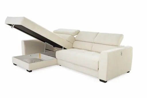 Ecksofa - 2-Sitzer, Ecke rechts, Stoff, Creme