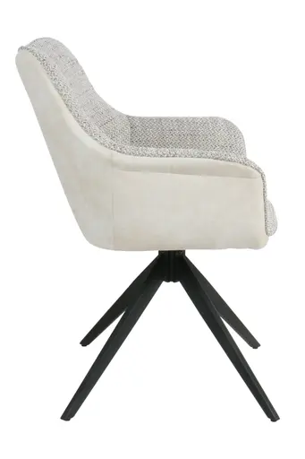 Armlehnstuhl - drehbar, Stoff, Grau, Vintage Creme