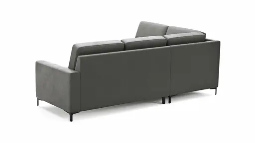 Ecksofa Merlos H. - Ecke links mit 2,5-Sitzer rechts, Leder, Graubraun