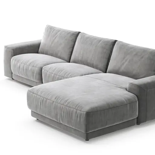 Ecksofa Balok - 2,5-Sitzer mit Longchair groß rechts, Stoff, Eisengrau