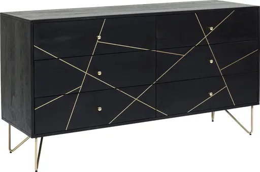 Sideboard- Massivholz, Mango, Schwarz, Lackiert