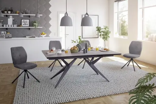 Esstisch MICHELA - ausziehbar, LB ca. 95x180 cm, Keramik, Dunkelgrau