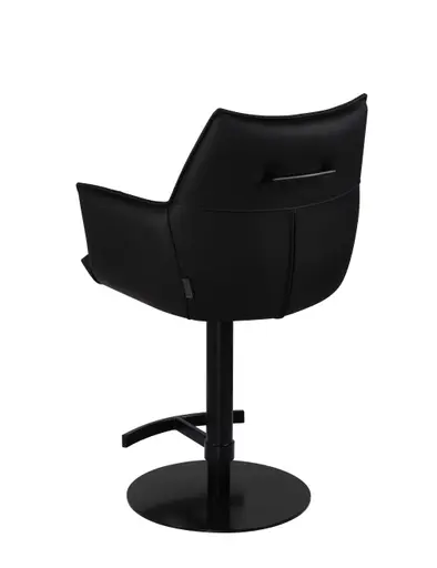 Barhocker MELE - drehbar, höhenverstellbar, Leder, Schwarz