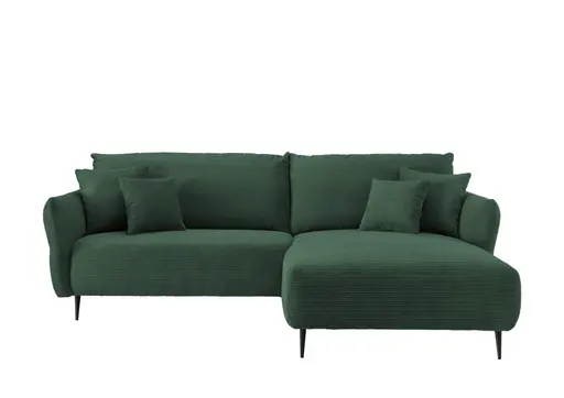 Ecksofa -2-Sitzer mit Longchair rechts, Armlehne verstellbar, Stoff, Moosgrün
