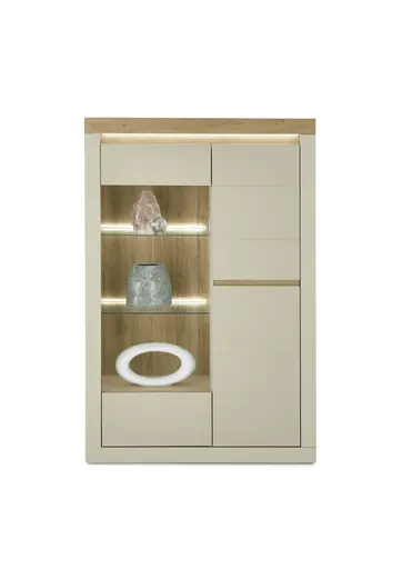 Vitrine - mit Beleuchtung, B ca. 104 cm, Kaschmir, Stone Eiche Nachbildung