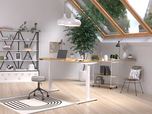 Schreibtisch GELI - höhenverstellbar, LB ca. 160x80 cm, Eiche Nachbildung, Weiß