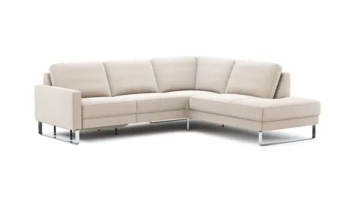 Ecksofa Anna - 2,5-Sitzer mit Ecke rechts inkl. Relaxfunktion (motorisch), Stoff, Beige