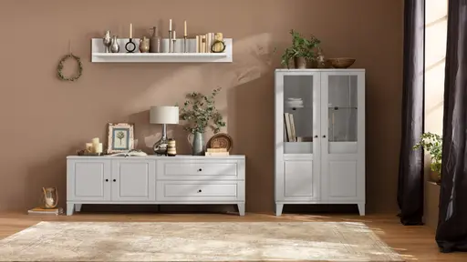 Wohnwand Stafford - Lack, Kreide