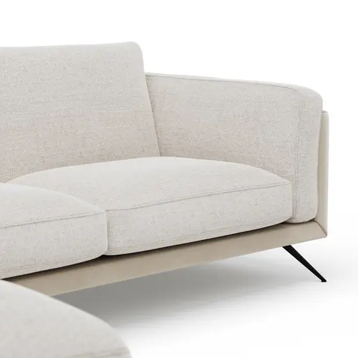 Ecksofa Valdemoro - Longchair mit 2,5-Sitzer rechts inkl. Rückenlehne verstellbar, Stoff, Creme