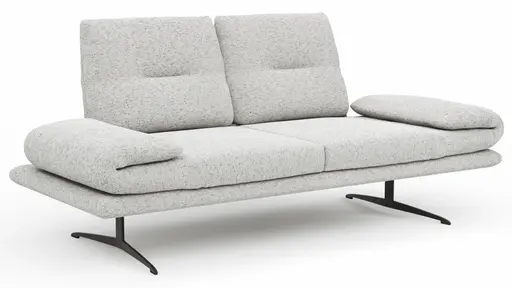 Sofa Lucero 2.0 - 2-Sitzer inkl. Drehsitz, Rollout-Armlehne und Sitztiefe verstellbar, Stoff, Offwhite