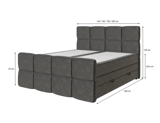 Boxspringbett SANDRIN R- Liegefläche ca. 140x200 cm, Stoff, Rose, inkl. Stauraum und Fußteil