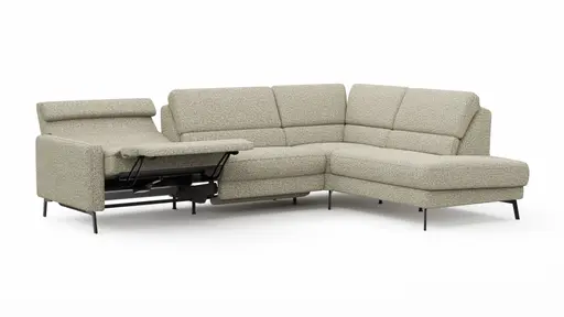 Ecksofa Valera - 3-Sitzer mit Ecke rechts inkl. Rückenlehne verstellbar und Relaxfunktion motorisch, Stoff, Limone