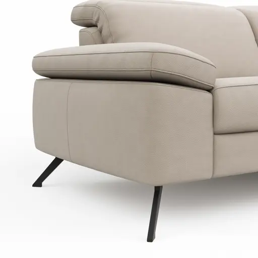 Sofa Rafaela 2.0 - 2,5-Sitzer inkl. Kopfteil verstellbar, Leder, Champagner