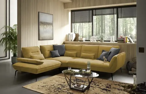 Ecksofa PAYTON - Ecke links, 2,5-Sitzer, Stoff, Senfgelb