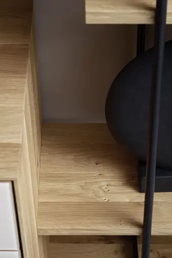 Wohnwand Mileto - BHT ca. 320x231x46 cm, Farbglas, Weiß, Naturdesign