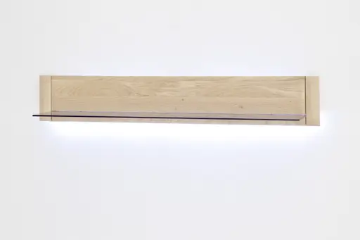 Wohnwand - mit Beleuchtung, Eiche teilmassiv