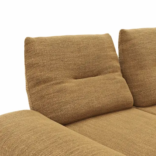 Ecksofa Lucero - 2-Sitzer mit Longchair rechts inkl. Rückenlehne verstellbar, Stoff, Senfgelb