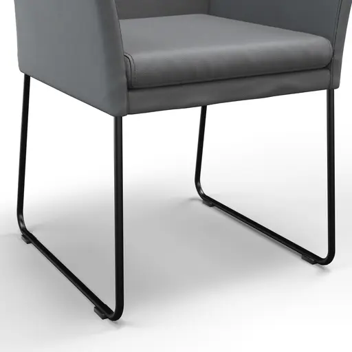 Armlehnstuhl Saragossa - Leder, Anthrazit