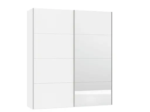 Schwebetürenschrank JOIN IT- B ca. 202 cm., Weiß, Glas, Weiß, Spiegel