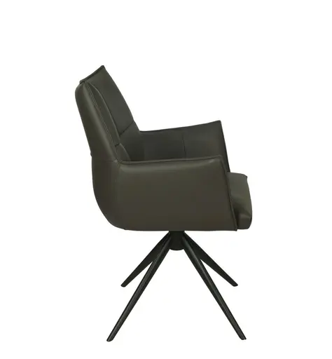 Armlehnstuhl MELE - drehbar, Leder, Dunkelbraun