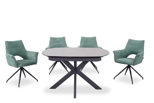 Armlehnstuhl MALEEN - drehbar, Stoff, Grün