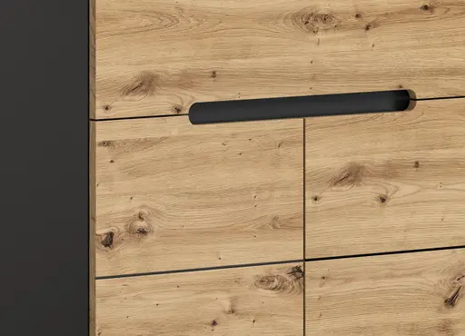 Schuhschrank - B ca. 80 cm, Basalt grau, Artisan Eiche Nachbildung