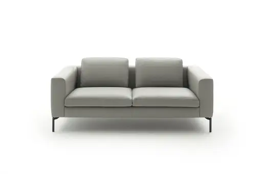 Sofa Lenni Style - 2-Sitzer, Leder, Steingrau, luftige Kisssen