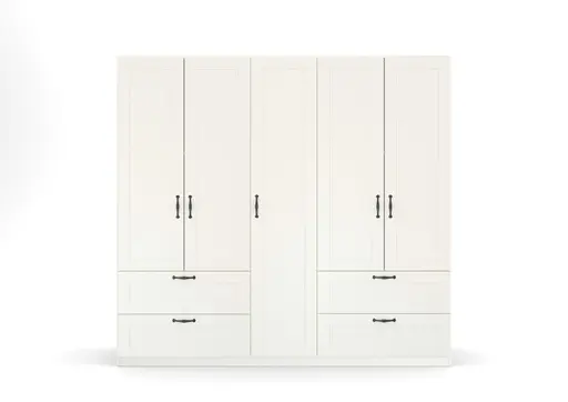 Drehtürenschrank ROMAN SPIN- B ca. 226 cm, Weiß, Landhausoptik