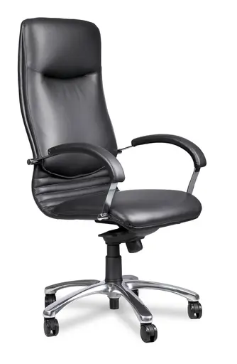 Chefdrehsessel - mit Armlehnen, Softleder, Schwarz