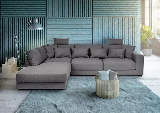 Ecksofa - Ecke links, 3-Sitzer, Stoff, Anthrazit