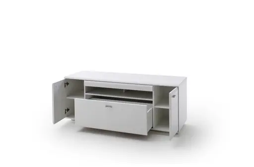 Wohnwand - mit Beleuchtung, Weiß 