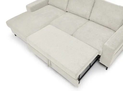 Ecksofa - Longchair links mit 2-Sitzer, Stoff, Creme