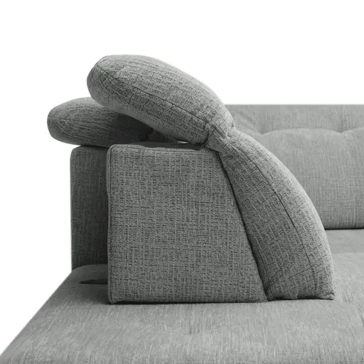 Ecksofa - Ecke links mit 2-Sitzer, Kopfteil verstellbar, Sitztiefe verstellbar motorisch, Stoff, Anthrazit