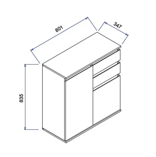 Kommode - B ca. 80 cm, Weiß