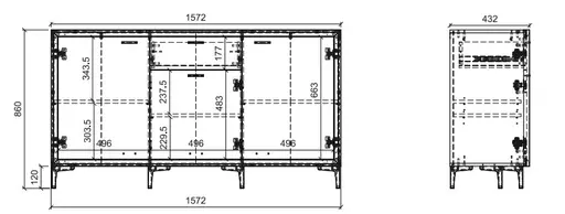 Sideboard- Eiche Dekor, Weiß