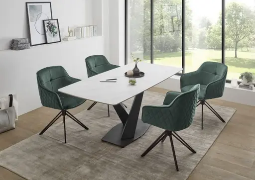 Armlehnstuhl - drehbar, Samt, Grün