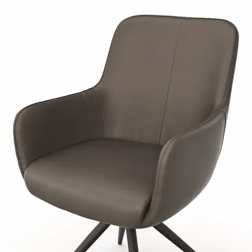 Armlehnstuhl Mis - Leder, Dunkelbraun, Drehbar, Gestell, Schwarz