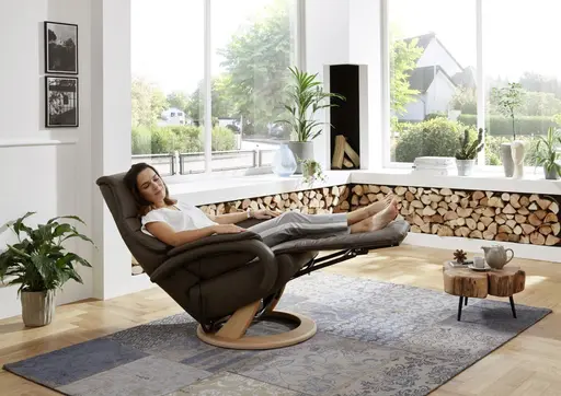 Sessel - Relaxfunktion, Leder, Braun