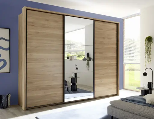 Schwebetürenschrank- B ca. 280 cm, Eiche Dekor