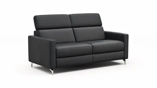 Sofa Paulina - 2-Sitzer, Kopfteil verstellbar, Leder, Schwarz