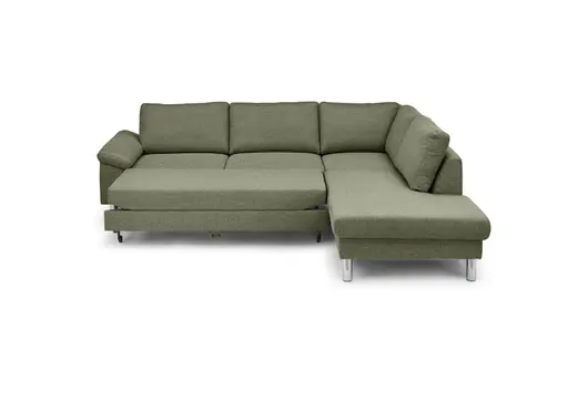 Ecksofa COOL - 2,5-Sitzer mit Ecke rechts, Querschläfer, Stoff, Hellgrün