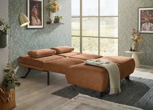 Faltsofa EBBY - 2-Sitzer ohne Armlehne, 140 cm inkl. Schlaffunktion/Relaxfunktion, Stoff, Rot