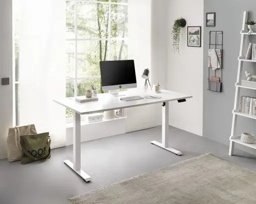Schreibtisch - höhenverstellbar, LB ca. 160x77 cm, Weiß