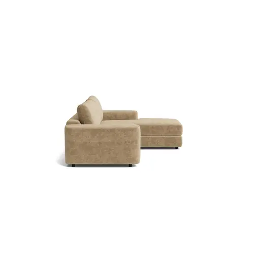 Ecksofa Almeria - 2-Sitzer mit Longchair rechts, Stoff, Hellbraun