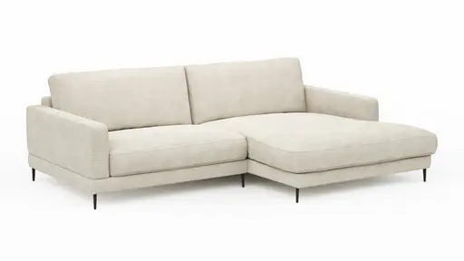 Ecksofa Janne - 1,5-Sitzer, Longchair rechts, Cord, Offwhite