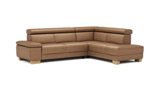 Ecksofa Philadelphia - 2,5-Sitzer, Ecke rechts, Kopfteil verstellbar (manuell), Stoff, Braun