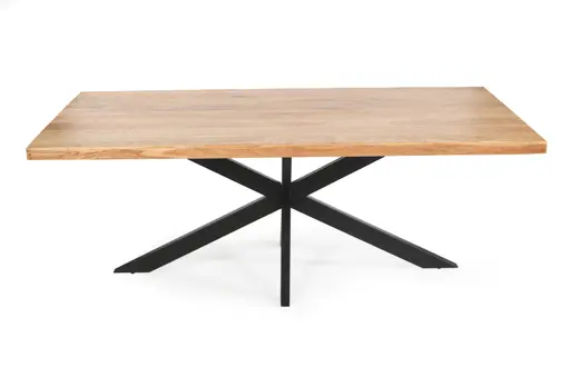 Esstisch - LB ca. 180x90 cm, Eiche massiv geölt, Baumkante, Schwarz