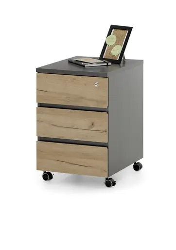 Rollcontainer GRIFFIN - Graphit, Eiche Nachbildung