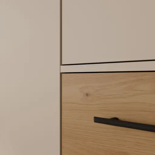  Drehtürenschrank FATHIE- B ca. 206 cm, Sand, Eiche Dekor