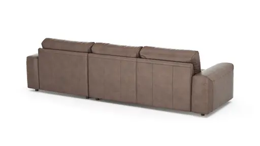 Ecksofa Balok - 2,5-Sitzer mit Longchair groß rechts, Leder, Dunkelbraun